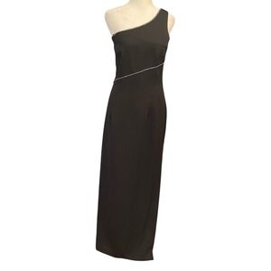 Georgiou Black One-Shoulder Dress Gown Size 8 Floor Length Black Tie Gala Prom